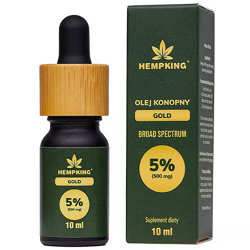 Olej CBD 5% 500mg + CBN 1% 100mg GOLD 10ml HEMP KING Broad Spectrum 0% THC