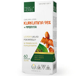 KURKUMINA 98% i PIPERYNA 95% 60kaps. MEDICA HERBS wspiera system nerwowy i immunologiczny