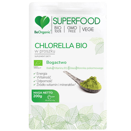 BIO Chlorella w proszku 200g BeOrganic