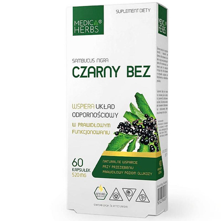 CZARNY BEZ 60kaps. MEDICA HERBS Odporność Przeziębienie Glukoza