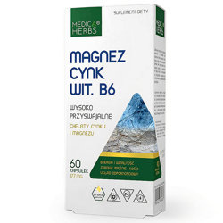 MAGNEZ CYNK WIT. B6 60kaps. MEDICA HERBS Układ Nerwowy Odporność Energia Skóra