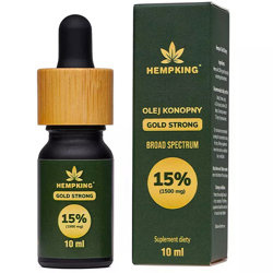 Olej CBD 15% 1500mg + CBN 3% 300mg GOLD STRONG 10ml HEMP KING Broad Spectrum 0% THC