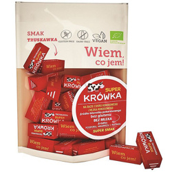 BIO Krówki Truskawkowe Bez mleka i glutenu 150g SUPER KRÓWKA