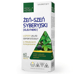 ŻEŃ-SZEŃ Syberyjski Eleuthero 60kaps. MEDICA HERBS Adaptogen Eleuterokok Kolczasty