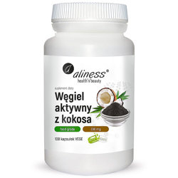 WĘGIEL AKTYWNY z Kokosa 300mg ALINESS 100 kapsułek Food Grade