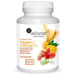 Witamina C 1000 mg Plus 100kaps. ALINESS Kwas L-askorbinowy L-askorbinian Sodu Hesperydyna Rutyna Acerola