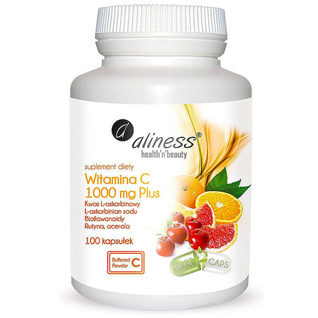 Witamina C 1000 mg Plus 100kaps. ALINESS Kwas L-askorbinowy L-askorbinian Sodu Hesperydyna Rutyna Acerola