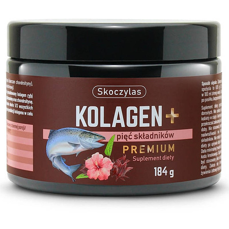 Kolagen z łososia PREMIUM + pięć składników 184g SKOCZYLAS Wit. C Glukozamina Chondroityna