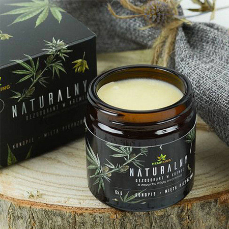 Naturalny Dezodorant Konopny dla Mężczyzn z CBD 65g HEMP KING Zapach Mięta Pieprzowa