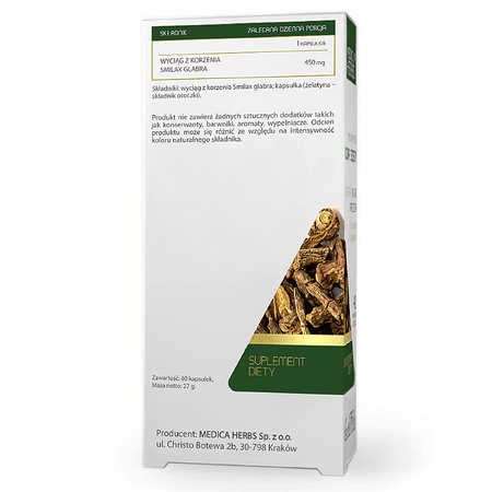 KOLCOROŚL Sarsaparilla 60kaps. MEDICA HERBS Naturalne Pochodzenie