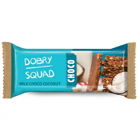 BATON Milk Choco Coconut CHOCO 50g DOBRY SQUAD Kokos Migdał z Mleczną Czekoladą