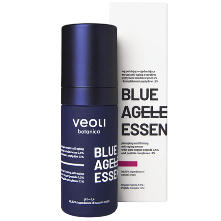 BLUE AGELESS ESSENCE  30 ml VEOLI BOTANICA wypełniająco-ujędrniające serum anti-aging z czystym peptydem miedziowym i kompleksami peptydów