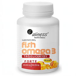 Fish Omega 3 FORTE Trójglicerydy 500mg EPA 250mg DHA ALINESS 90 kapsułek