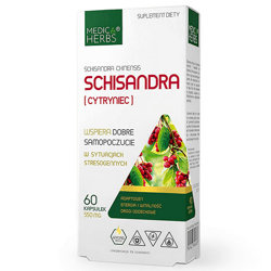 SCHISANDRA Cytryniec Chiński 60kaps. MEDICA HERBS Dobre Samopoczucie Adaptogen Wątroba