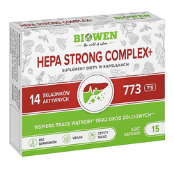 Hepa Strong Complex + WĄTROBA BIOWEN tymianek ostropest karczoch nac mniszek cholina amla 15 kaps