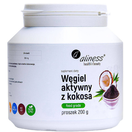 WĘGIEL AKTYWNY z Kokosa 200g ALINESS w proszku Food Grade