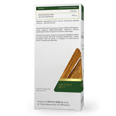 VILCACORA Cat’s Claw Koci Pazur 60kaps. MEDICA HERBS Odporność Stawy