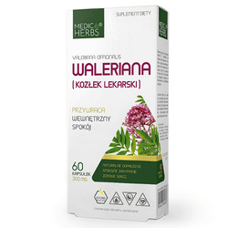 WALERIANA Kozłek Lekarski 60kaps. MEDICA HERBS Wewnętrzny Spokój Odprężenie Zasypianie