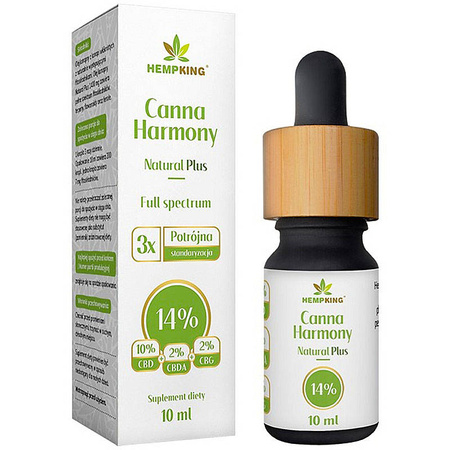 Olej 14% Canna Harmony 10ml HEMP KING CBD 10% CBG 2% CBDA 2% Full Spectrum