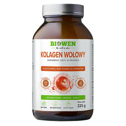 KOLAGEN wołowy I II III BIOWEN 225 g w proszku prebiotyk probiotyk boswellia kurkuma MSM imbir glukozamina