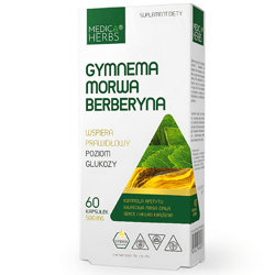 GYMNEMA MORWA BERBERYNA 60kaps. MEDICA HERBS Glukoza Właściwa Masa Ciała Krążenie