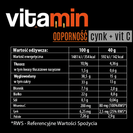 BATON VITAMIN Odporność tropik 40g DOBRY SQUAD cynk + vit C z czekoladą mleczną