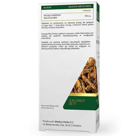 KOLCOROŚL Sarsaparilla 60kaps. MEDICA HERBS Naturalne Pochodzenie