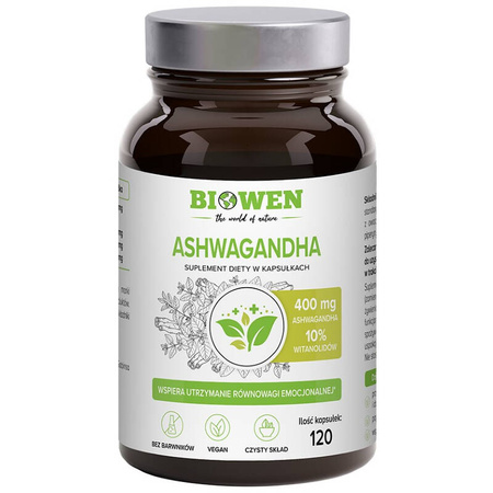 ASHWAGANDHA 120 kapsułek BIOWEN z 95% Piperyny Energia Stres Dobre Samopoczucie