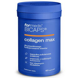 BICAPS COLLAGEN MAX ForMeds 60 kaps. Chrząstka Kurczaka L-prolina Kwas Hialuronowy Wit. C K2 D3