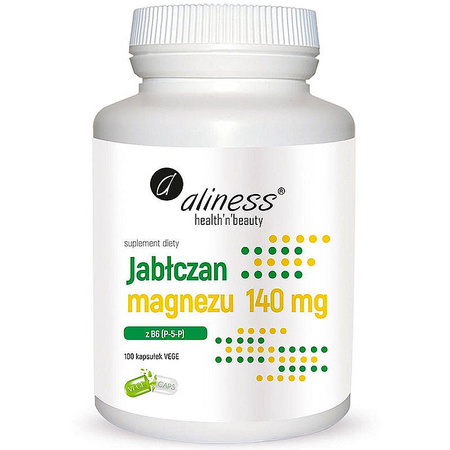 Jabłczan Magnezu z B6 (P-5-P) ALINESS 100kap. Magnez 140mg B6 5mg