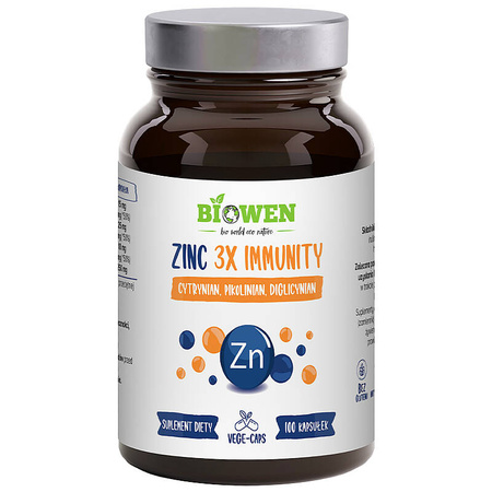 ZINC 3X IMMUNITY cynk BIOWEN 100 kapsułek cytrynian pikolinian diglicynian