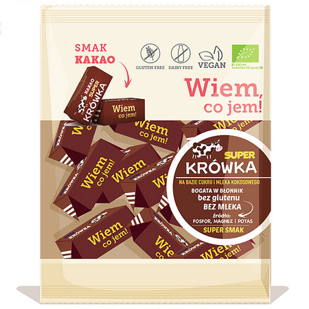 BIO Krówki Kakaowe Bez mleka i glutenu 150g SUPER KRÓWKA