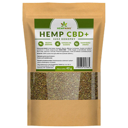 Herbatka Konopna z CBD CBDA 40g HEMP KING Susz Konopny Kwiaty Liście Nasiona Konopi Siewnej