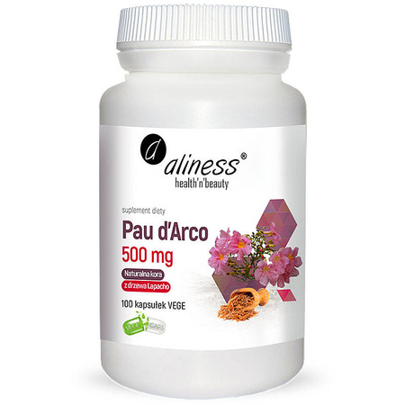 Pau d'Arco Sproszkowana KORA LAPACHO 500mg ALINESS 100 kapsułek