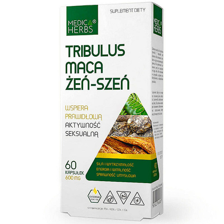 TRIBULUS MACA ŻEŃ-SZEŃ 60kaps. MEDICA HERBS kora sosny 