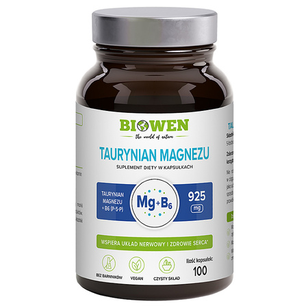 Taurynian Magnezu BIOWEN Magnez B6 100 kapsułek