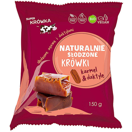 BIO Krówki Słodzone Agawą i Daktylami 150g SUPER KRÓWKA Bezglutenowe