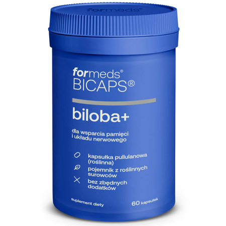 BICAPS BILOBA+ ForMeds 60 kapsułek Ginkgo Biloba Żen-Szeń Koreański Witamina B1 B3 B5 B6 B12