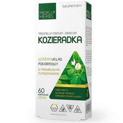 KOZIERADKA 60kaps. MEDICA HERBS Układ Pokarmowy Trawienie Glukoza Odporność