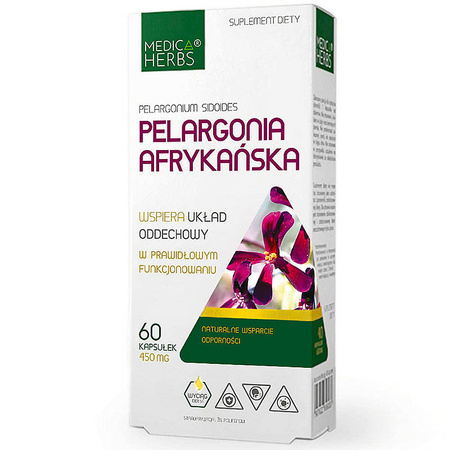 Pelargonia afrykańska 60 kaps. MEDICA HERBS Układ Oddechowy