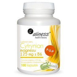  Cytrynian Magnezu 125mg z B6 (P-5-P) - 100 kapsułek VEGE - ALINESS