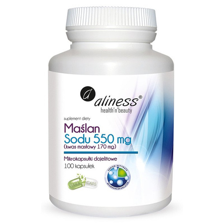 Maślan Sodu 550mg ALINESS Kwas masłowy 170mg 100 kapsułek