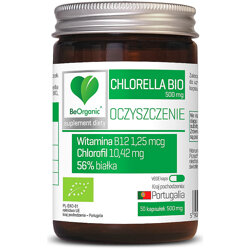 BIO Chlorella 50 kapsułek BeOrganic witamina B12 białko chlorofil