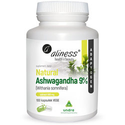 Natural Ashwagandha 590 mg 9% ALINESS 100 kaps. WITHANIA SOMNIFERA Ekstrakt