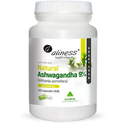 Natural Ashwagandha 9% ALINESS 100 kaps. WITHANIA SOMNIFERA Ekstrakt
