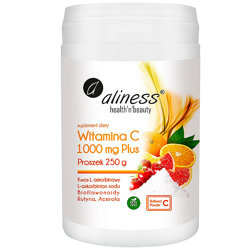 Witamina C 1000 mg Plus 250g ALINESS Kwas L-askorbinowy L-askorbinian Sodu Hesperydyna Rutyna Acerola w proszku