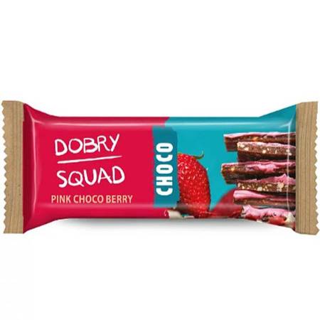 BATON Pink Choco Berry CHOCO 50g DOBRY SQUAD Truskawka Nerkowce z Białą Czekoladą