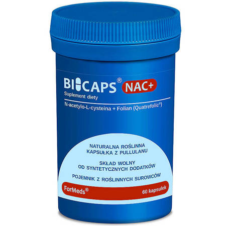 BICAPS NAC+ ForMeds 60 kapsułek Aminokwas NAC N-acetylo-L-cysteina + Folian