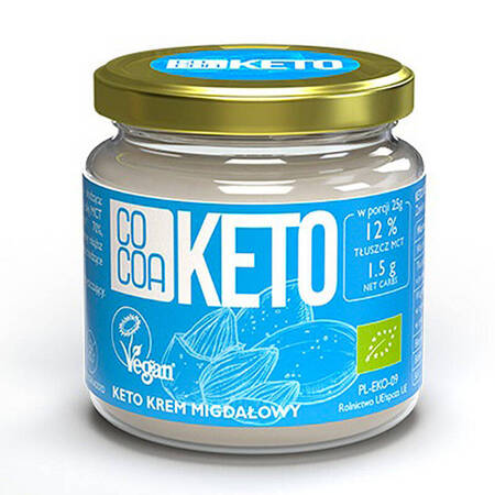 BIO Krem migdałowy KETO z olejem MCT 200g COCOA bezglutenowy bez cukru