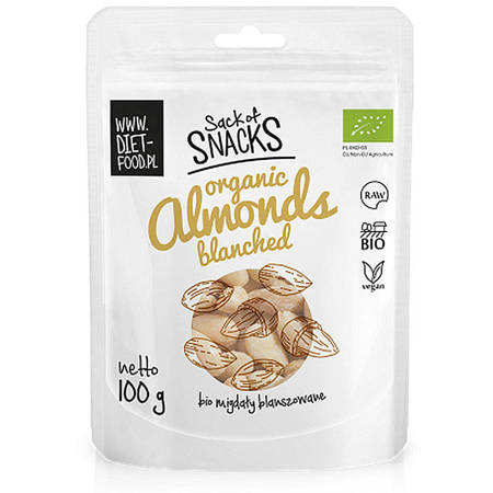 BIO Migdały Blanszowane 100g DIET-FOOD Organic Almonds Blanched